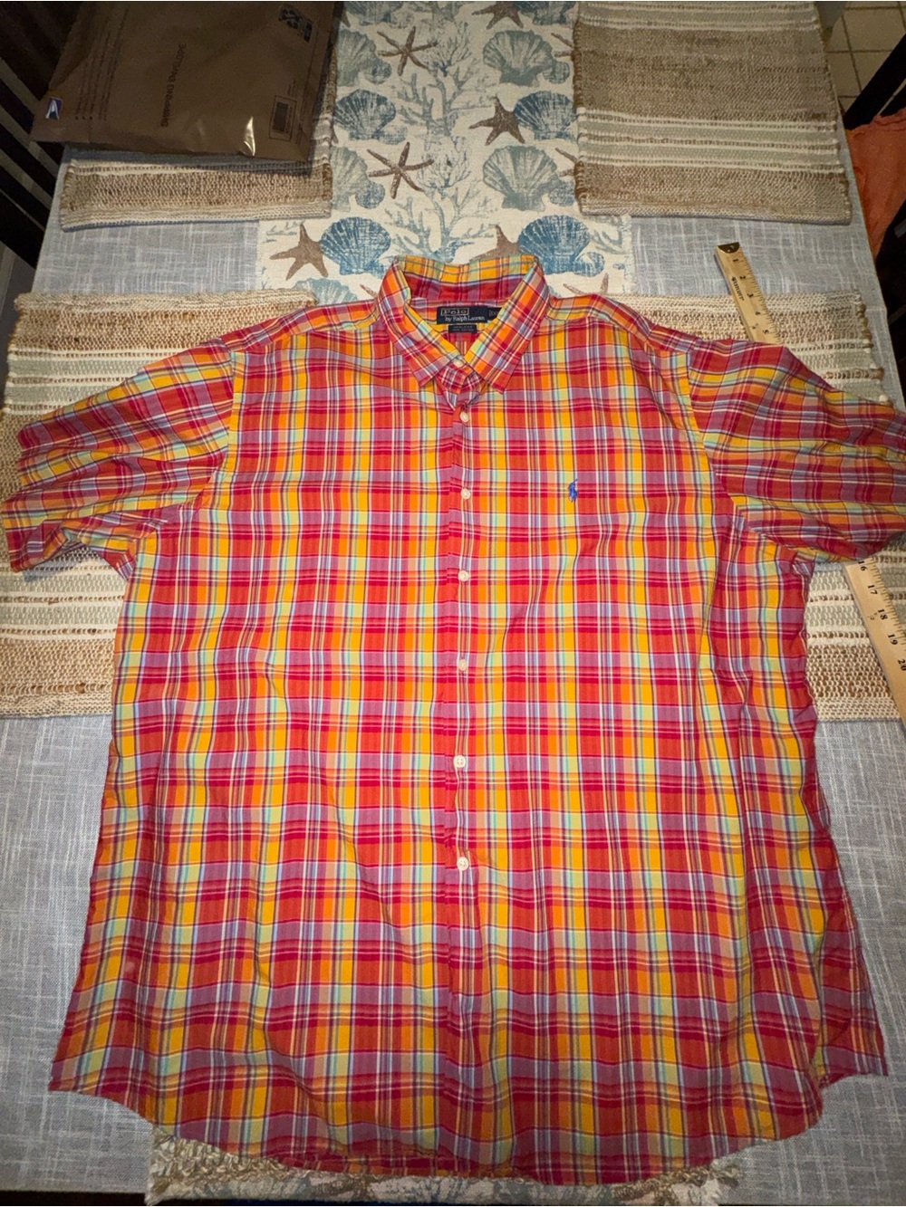 Polo Ralph Lauren Men's Short Sleeve Cotton Shirt, Marlowe, Multi-Color, XXL